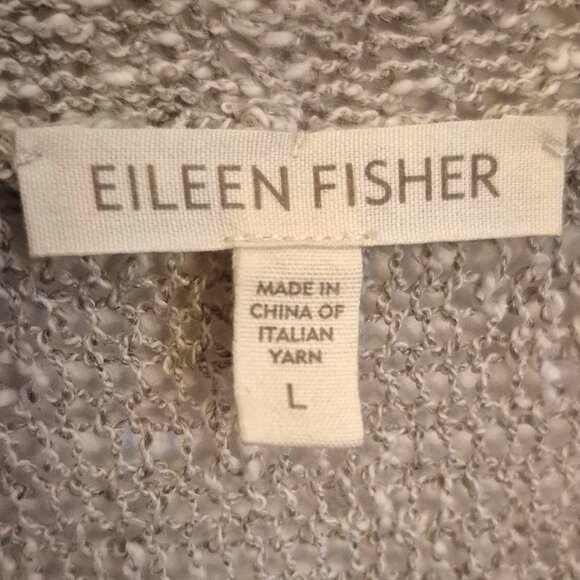 Eileen Fisher Tan Linen/Cotton Blend 3/4th Sleeve Open Front Cardigan Size L Euc - Picture 7 of 8